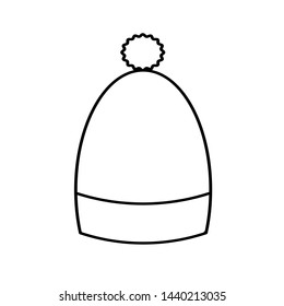 Winter hat with pompon outline simple icon on white background. Isolated flat object for web design.