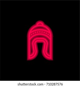 Winter hat red glowing neon ui ux icon. Glowing sign logo vector