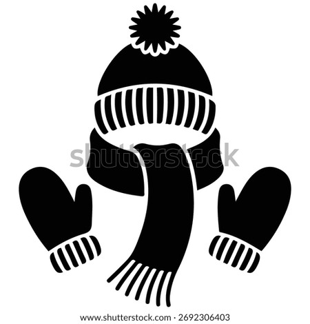 Winter hat scarf mittens vector isolated white background
