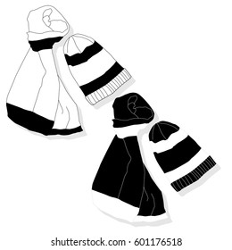 winter hat and scarf set isolated