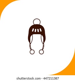 Winter hat sign. Brown icon on white background