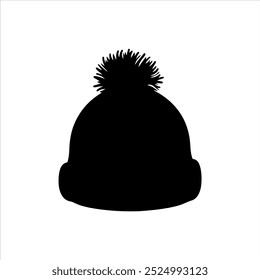 Winter hat silhouette vector illustration on white background