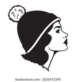 Winter hat silhouette vector illustration on white background