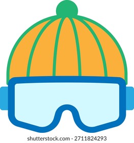 Sombrero de invierno y gafas de esquí icono