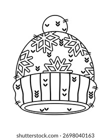 Sombrero de invierno con estampado de copo de nieve en blanco y negro