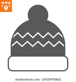 Winter hat solid icon, glyph style icon for web site or mobile app, clothes and headwear, beanie vector icon, simple vector illustration, vector graphics with editable strokes.