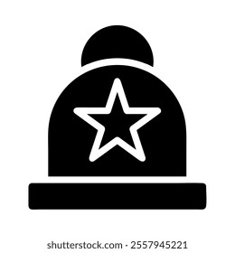 Winter hat with star icon. Concept of fashion, winter, and clothing.