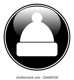 Winter hat symbol button on white background. Vector illustration.