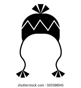 Winter hat with tassels icon. Simple illustration of winter hat with tassels vector icon for web