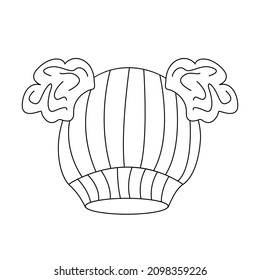 Winter hat with two pom-poms. Vector outline illustration. Suitable for postcards, catalogs, pattern making. For posting on social networks. 