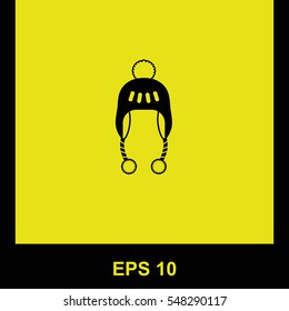 Winter hat vector black icon. Isolated illustration. Business picture.