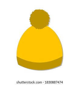 Winter hat. Vector cartoon illustration in flat style. Isolated object on white.