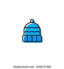 Winter hat vector icon. Emblem isolated on white background. Modern simple icon style for graphic and web design