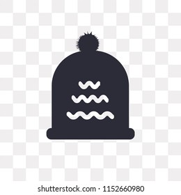 Winter hat vector icon isolated on transparent background, Winter hat logo concept
