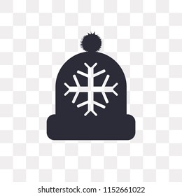 Winter hat vector icon isolated on transparent background, Winter hat logo concept