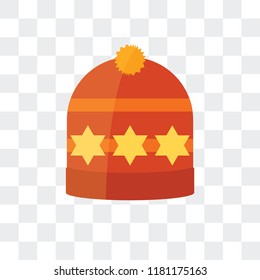Winter hat vector icon isolated on transparent background, Winter hat logo concept