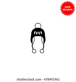 Winter hat vector icon isolated on white background.