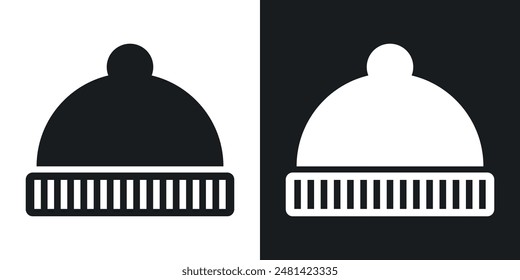 Winter hat vector icon set in black color.