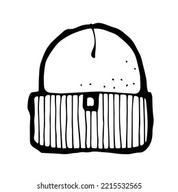 Winter hat vector illustration, hand drawn cartoon sketch isolated on a white background