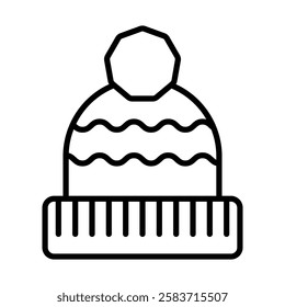 Winter Hat Vector Line Icon Design