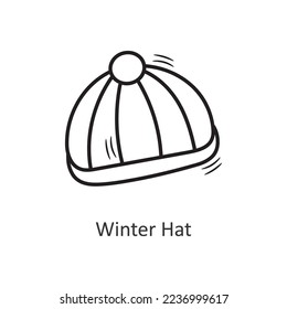 Winter Hat vector outline Icon Design illustration. New Year Symbol on White background EPS 10 File