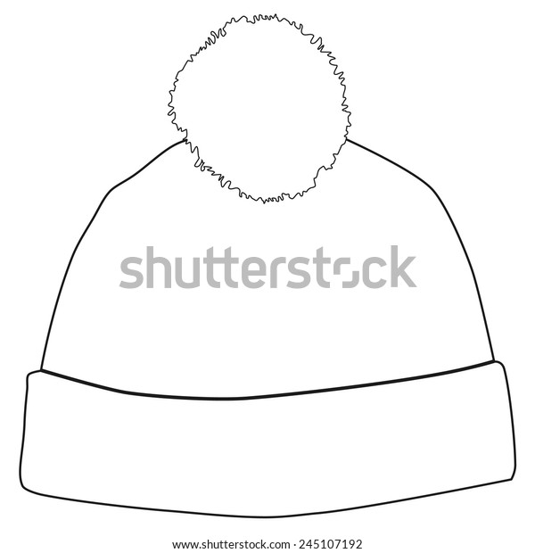 Hakuun Winter Hat White Pompom Vector Isolated Liittyva Vektorikuva Rojaltivapaa