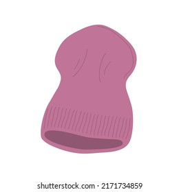 Winter hat for a woman. Unisex style. Seasonal warm hat. Beauty and fashion. Modern stylish clothes and wardrobe. Flat vector illustration isolated on white background
