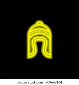 Winter hat yellow glowing neon ui ux icon. Glowing sign logo vector