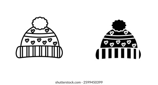 Winter haticons for ui. vector illustration