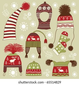 Winter hats with nordic ornament