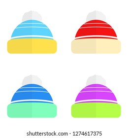 Winter hats. Set of winter hat. Hats. Vector illustration. EPS 10.