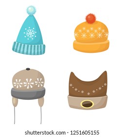 winter hats set vector