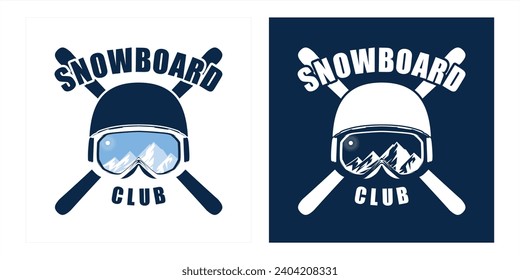 Winter Head Equipment Snowboarding Logotype Aufkleber Vektor