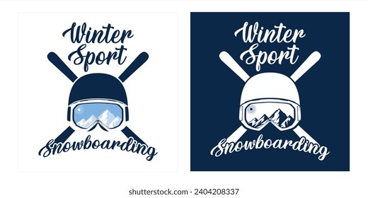 Winter Head Equipment Snowboarding Logotype Sticker Vector