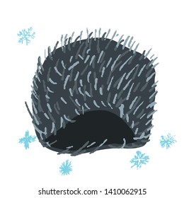 Winter headwear. Faux fur warm hat isolated on white background. Poster design element. 