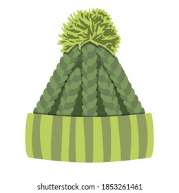 Winter headwear icon. Winter flat hat for web design. Knitted woolen red hat for Kids, Winter season Card