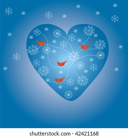 Winter heart with snowflakes