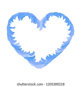 winter heart-shaped frame made of frosty ice patterns