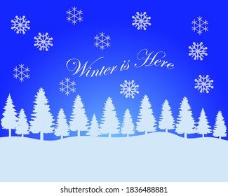 Winter is here background with snow flakes