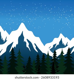 Winter high mountain landscape with snow. Wild environment view