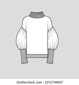 Winter High Neck Lantern Sleeve Sweatshirt Stock Vector (Royalty Free ...