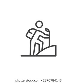 Icono de la línea de caminata de invierno. signo de estilo lineal para concepto móvil y diseño web. Icono de vector de contorno de escalada. Símbolo, ilustración del logotipo. Gráficos vectoriales