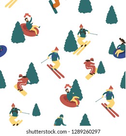 Winter hill pattern (winter sports: ski, snowboard, tubing)