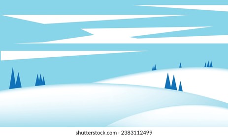 Paisaje invernal en la ladera de la colina. Vector de concepto de la naturaleza y la nevada