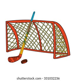 Winter. Hockey. Hand-drawn vector Illustration isolated on white background