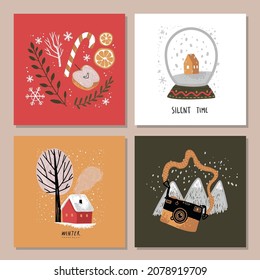 Winter holday cards. Christmas and New Year decorations with hand lettering.