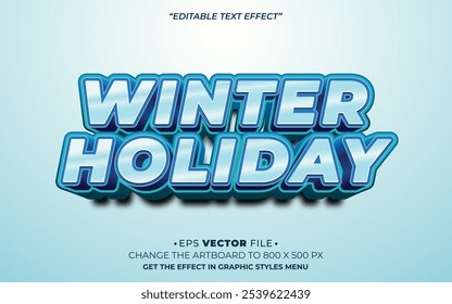 Winter Holiday 3d text effect editable vector