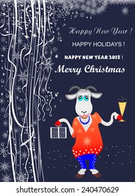 Winter holiday abstract background with a goat