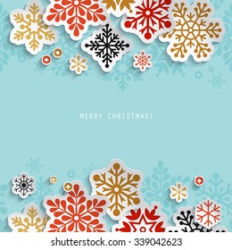 Winter Holiday Abstract Background With Paper Snowflakes