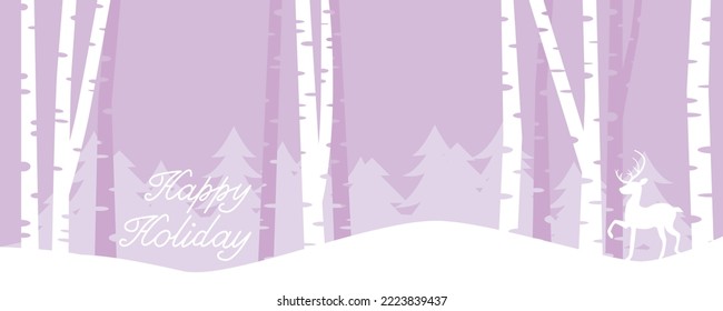 Winter holiday background illustration. Simple snowy forest graphic wallpaper for Winter and winter holiday design. Vector illustration.